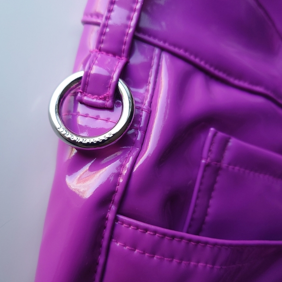 Simon Miller Vegan Patent Leather Straight Leg Pant in Magenta Purple NEW - Picture 14 of 16